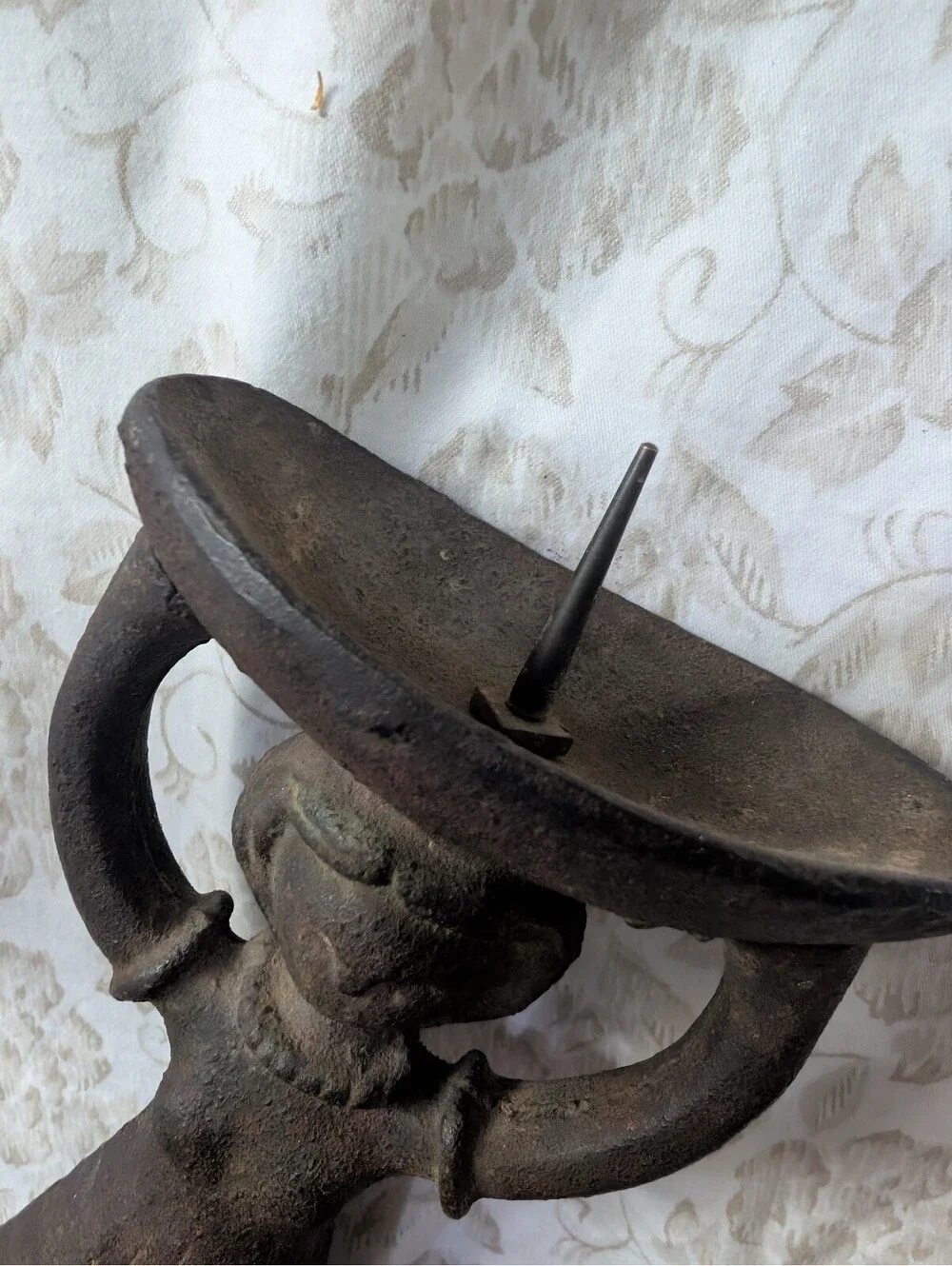 Vintage Cast Iron Woman Figurine Candle Holder